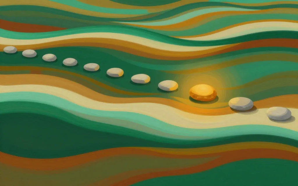 One dark heavy stone set apart from a row of pale stones, representing picking the one task with the biggest payoff to automate first.